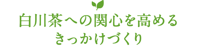 白川茶への関心を高めるきっかけづくり